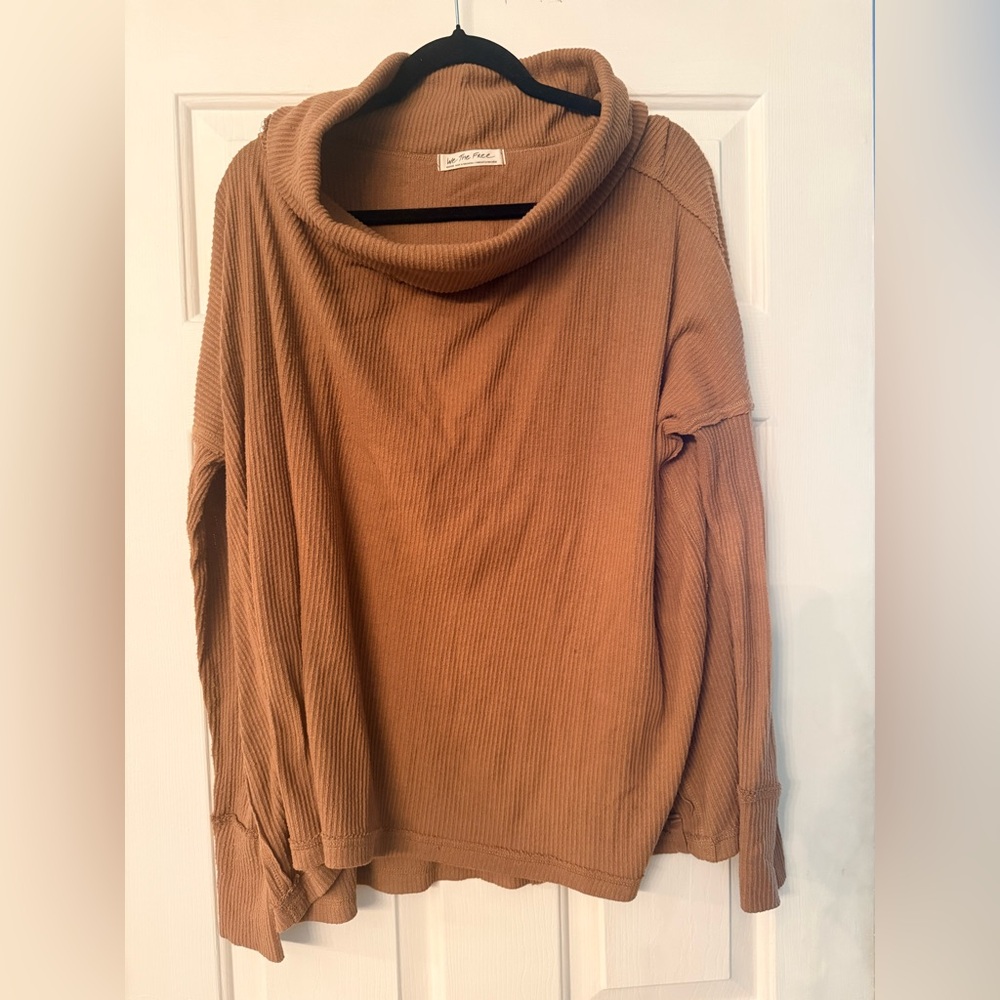 We The Free Cowl Neck Sweater in Tan